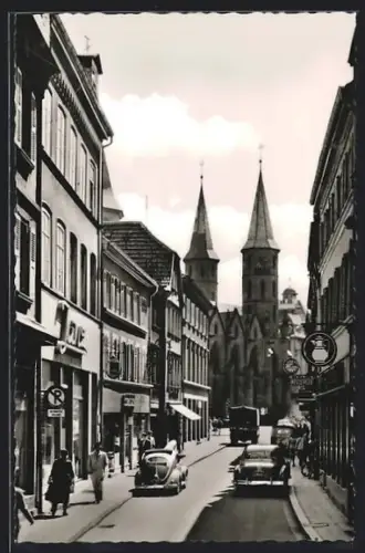 AK Kaiserslautern, Marktstrasse, Blick auf Stiftskirche