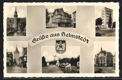 AK Helmstedt, Lindenplatz, Zonengrenze, Rathaus