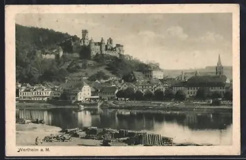 AK Wertheim a. M., Ortsansicht mit Burg