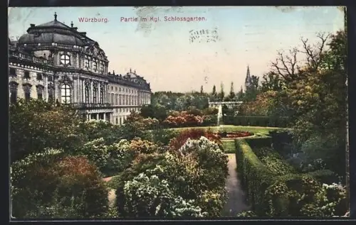 AK Würzburg, Partie im Kgl. Schlossgarten