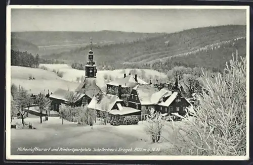 AK Schellerhau, Ortsansicht im Winter