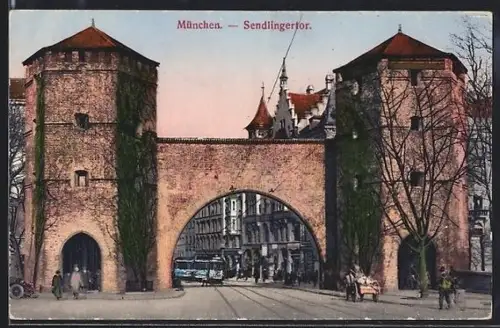 AK München, Strassenbahn am Sendlingertor