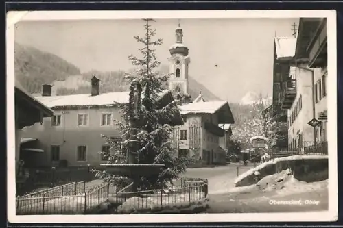 AK Oberaudorf i. Obby, Ortsansicht im Schnee