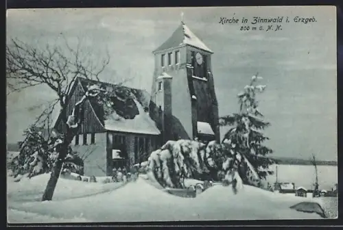 AK Zinnwald, Kirche im Winter