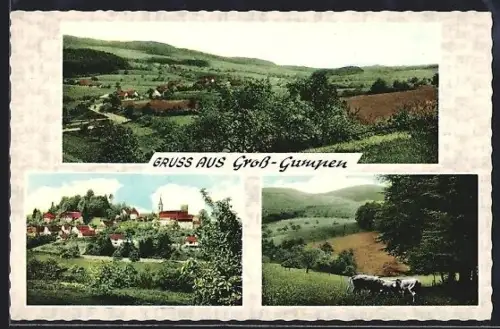 AK Gross-Gumpen, Ortsansicht mit Gasthaus zum Schützenhof