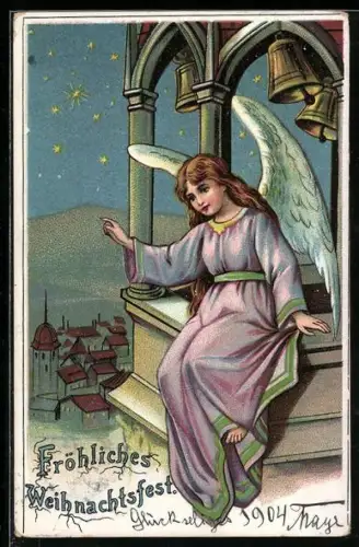 AK Weihnachtsengel am Glockenturm
