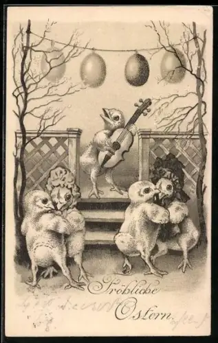 AK Osterkükenpaare tanzen zur Musik