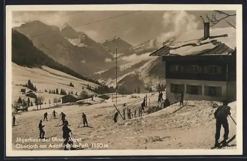 AK Oberjoch am Pass, Jägerhaus der Ulmer Jäger, Wintersport