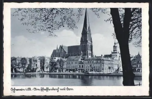 AK Schwerin i. M., Pfaffenteich mit Dom