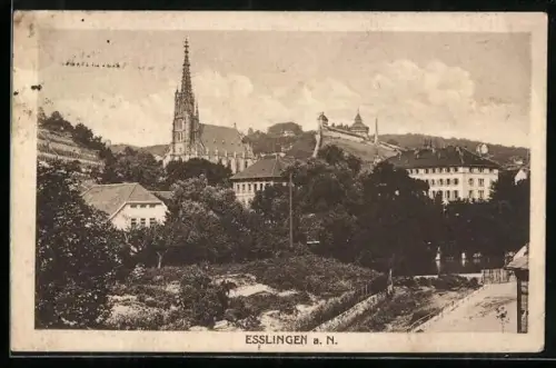 AK Esslingen a. N., Stadtansicht mit Kirche und Burg