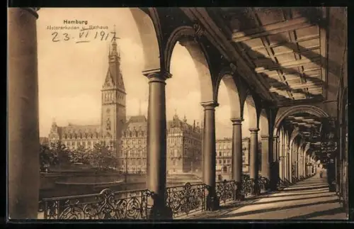 AK Hamburg, Alsterarkaden, Rathaus