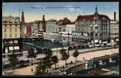 AK Hamburg, Reesendammbrücke, Alsterarkaden