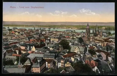 AK Mainz, Gesamtansicht vom Stephansturm