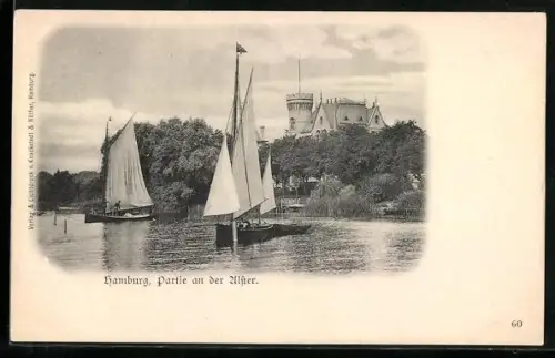 AK Hamburg-St.Georg, Partie an der Alster