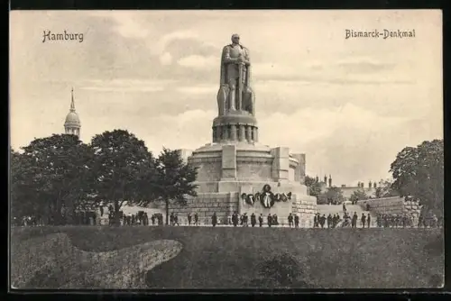 AK Hamburg-St.Pauli, Bismarck-Denkmal