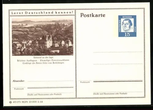 AK Schöntal an der Jagst, Ehemaliges Zisterzienserkloster, Ganzsache Lernt Deutschland kennen