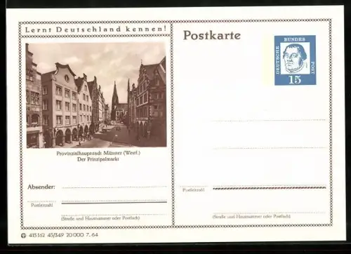 AK Münster /Westf., Der Prinzipalmarkt, Ganzsache Lernt Deutschland kennen