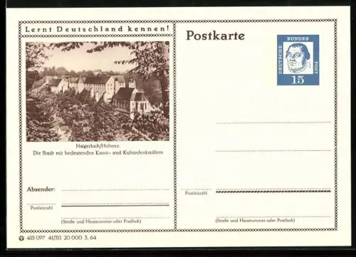 AK Haigerloch /Hohenz., Teilansicht mit Kirche, Ganzsache Lernt Deutschland kennen