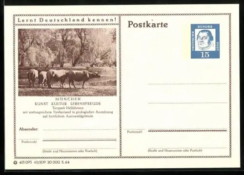 AK München, Tierpark Hellabrunn, Ganzsache Lernt Deutschland kennen