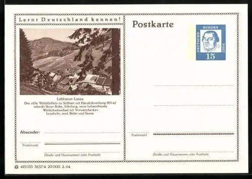 AK Lonau /Harz, Blick über die Dächer, Ganzsache Lernt Deutschland kennen