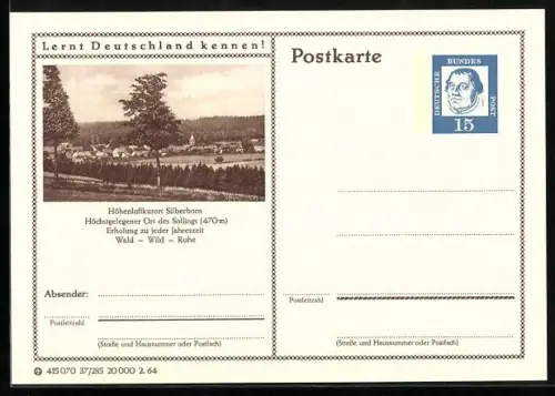 AK Silberborn, Blick in den Ort, Ganzsache Lernt Deutschland kennen