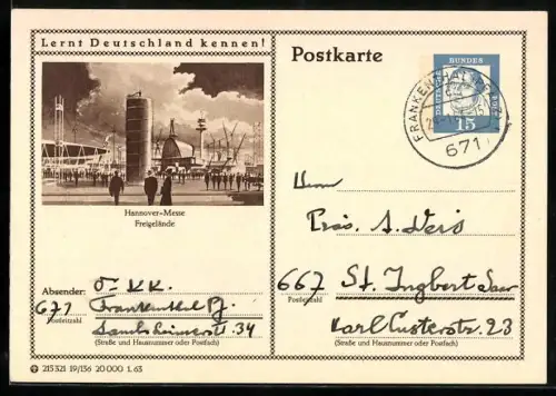 AK Hannover, Freigelände der Messe, Ganzsache Lernt Deutschland kennen