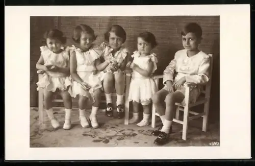 AK Prinz Heinrich, Prinzessinnen Irmengard, Editha, Hilda und Gabrielle, Kinder v. Kronprinz Rupprecht von Bayern