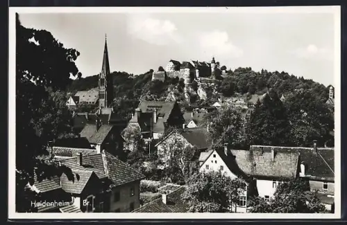 AK Heidenheim a. Br., Schloss Hellenstein, Stadtansicht, Kirche