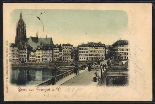 AK Alt-Frankfurt, Dom, Alte Brücke, Mainufer