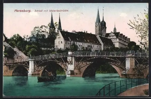 AK Merseburg, Schloss, Waterloobrücke