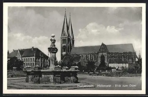 AK Halberstadt, Holzmarkt, Blick zum Dom