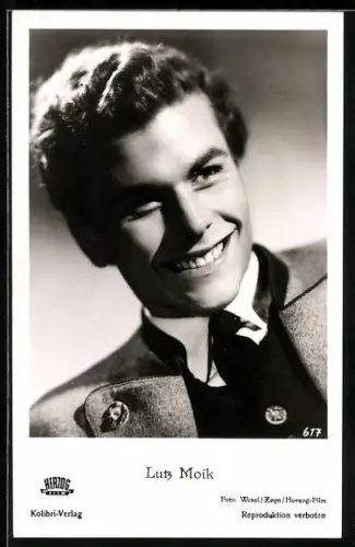 AK Schauspieler Lutz Moik in bayrischer Tracht porträtiert