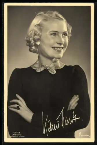 AK Schauspielerin Karin Hardt im Strickoberteil