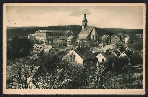 AK Wechselburg, Hotel Sächs. Hof mit Ortsansicht