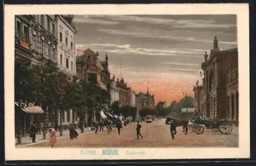 AK Bonn, Bahnhof mit Strassenbahn
