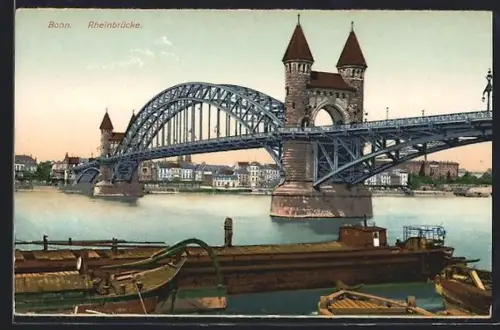 AK Bonn, Ansicht der Rheinbrücke