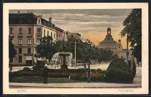 AK Bonn, Kaiserplatz, Brunnen, historische Gebäude