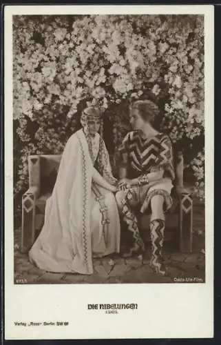 AK Die Nibelungen I. Teil, Siegfried sitzt mit Kriemhild auf einer Bank