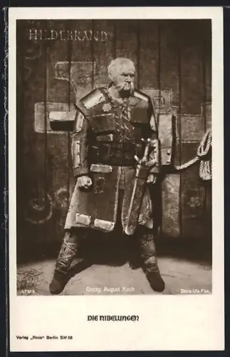 AK Die Nibelungen, Georg August Koch in Rüstung mit Schwert