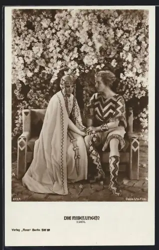 AK Die Nibelungen I. Teil, Siegfried sitzt mit Kriemhild auf einer Bank