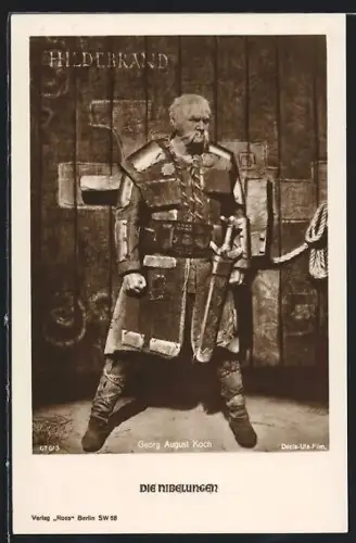 AK Die Nibelungen, Georg August Koch in Rüstung mit Schwert