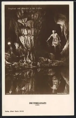 AK Die Nibelungen, Siegfried folgt Alberich in die Höhle