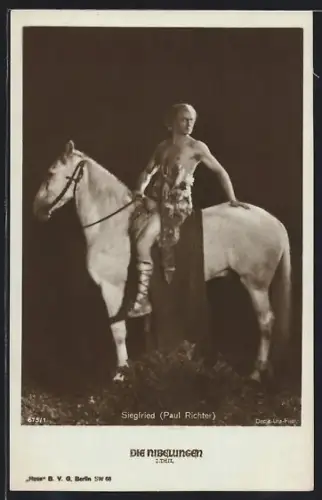 AK Die Nibelungen I. Teil, Siegfried zu Pferd (Paul Richter)