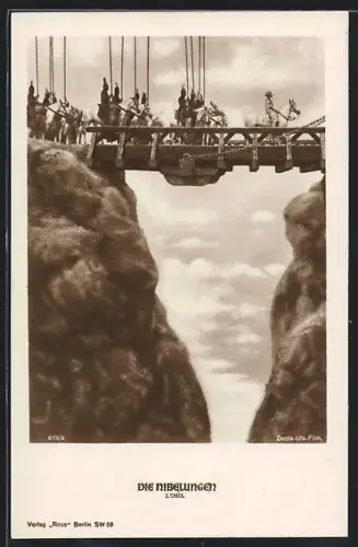 AK Die Nibelungen, I. Teil, Reiter mit Siegfried auf der Zugbrücke