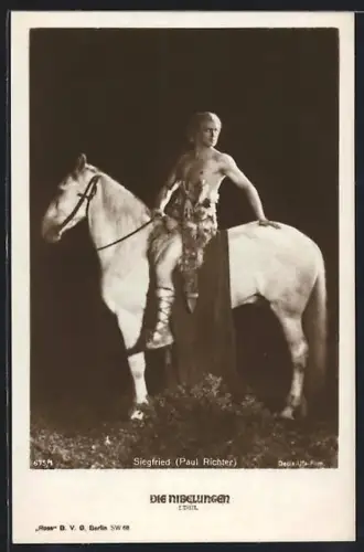 AK Die Nibelungen I. Teil, Siegfried zu Pferd (Paul Richter)