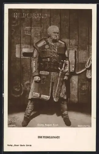 AK Die Nibelungen, Georg August Koch in Rüstung mit Schwert