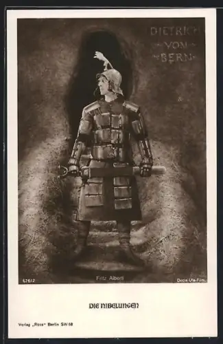 AK Filmszene Die Nibelungen, I. Teil, Fritz Alberti als Dietrich von Bern