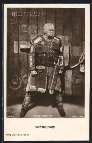 AK Die Nibelungen, Georg August Koch in Rüstung mit Schwert