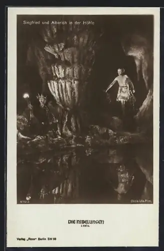 AK Die Nibelungen, Siegfried folgt Alberich in die Höhle