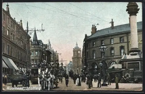 AK Sheffield, Moorhead, Strassenbahn